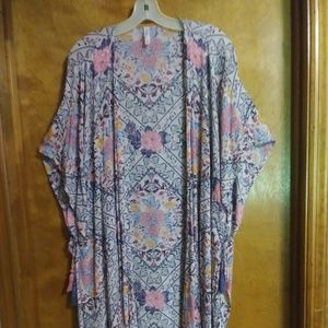 Kimono duster pink roses